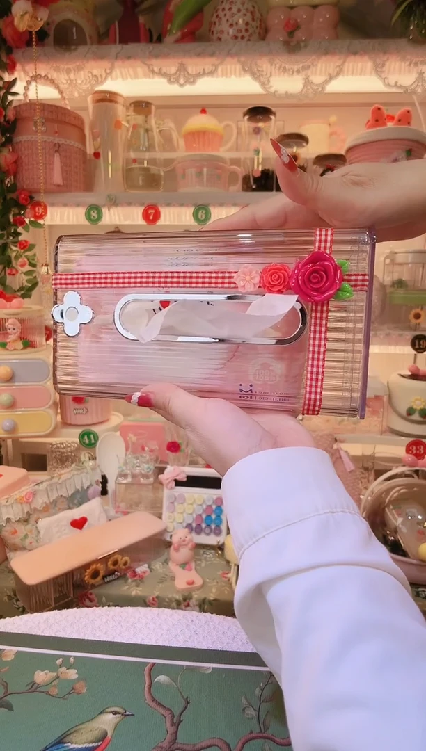 玫瑰花壁挂纸巾盒——手工制作品质好！