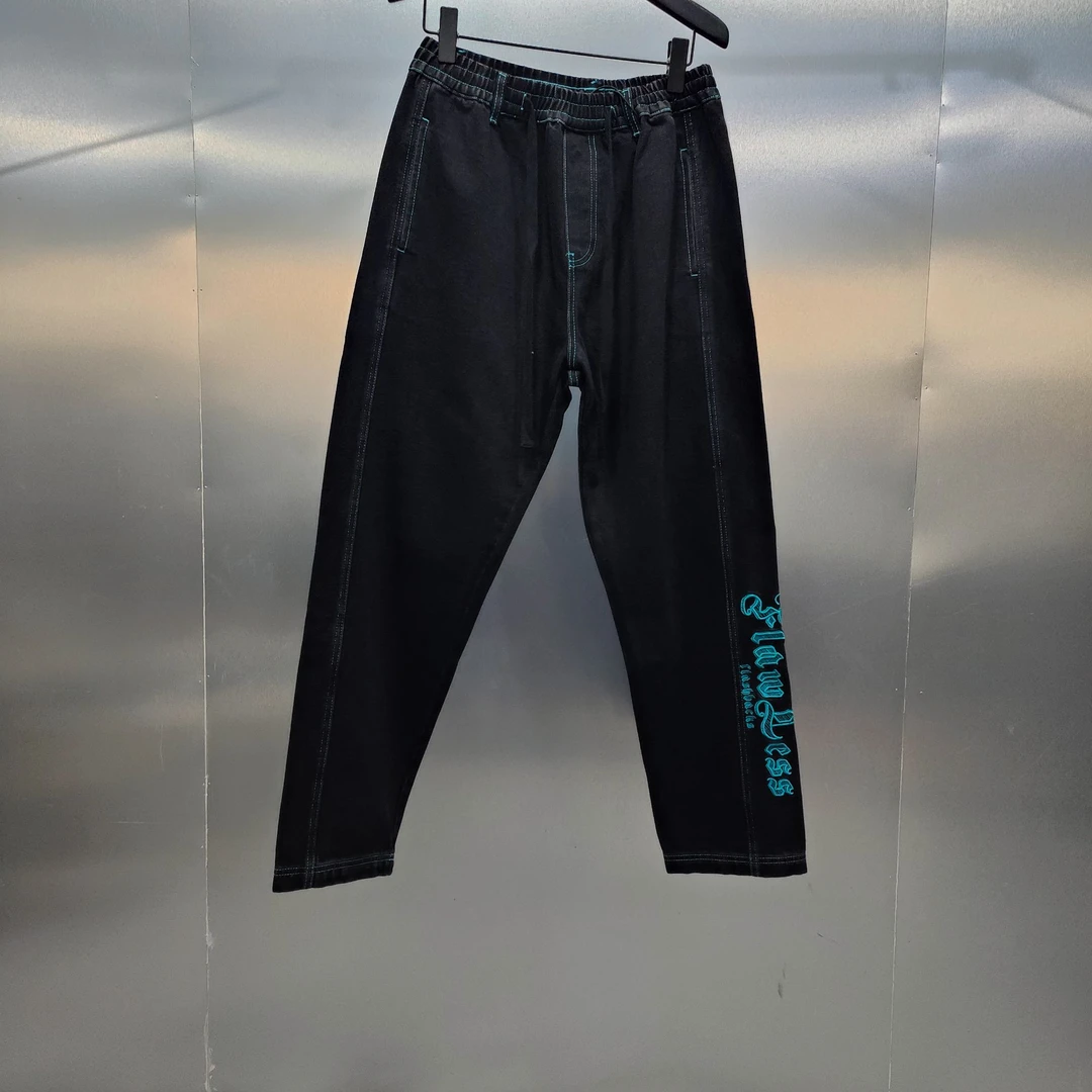 H02-21432-FBF裤腿刺绣英文字母印花时尚潮流休闲裤