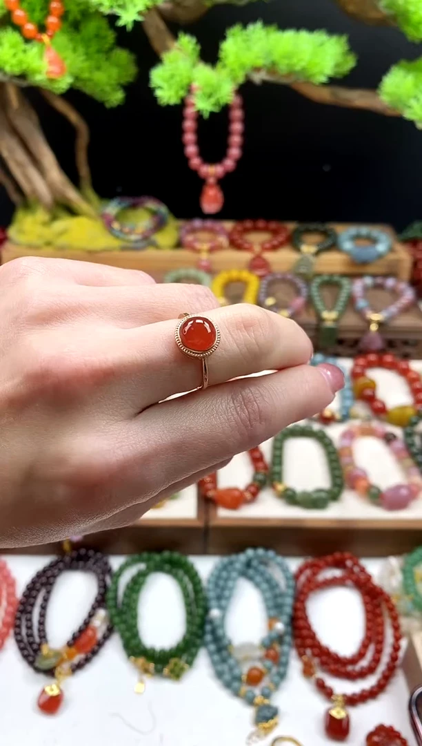 未镶嵌玛瑙手饰戒指