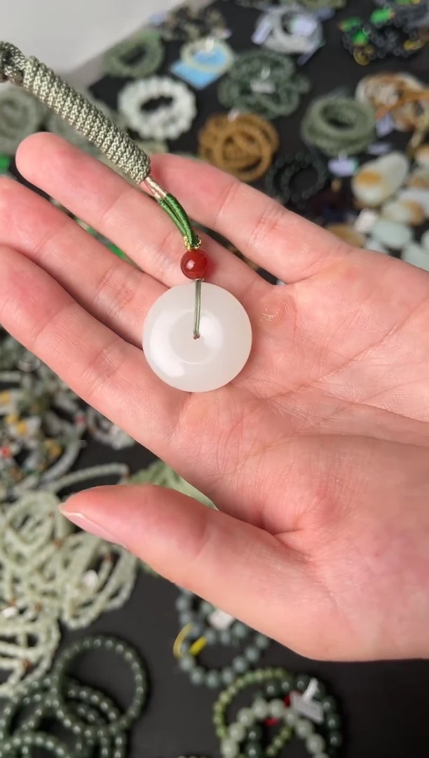 【闪购商品】和田玉平安扣未镶嵌且末天泰白玉平安扣微色差