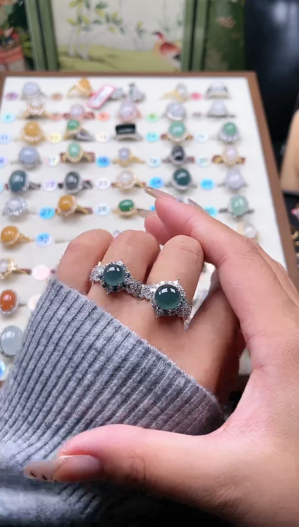 【闪购商品】翡翠戒指银S925镶嵌天然A货翡翠戒指