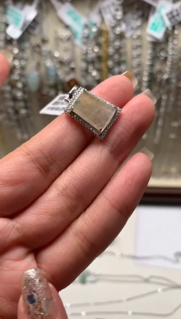 银S925镶嵌戒指翡翠吊坠7