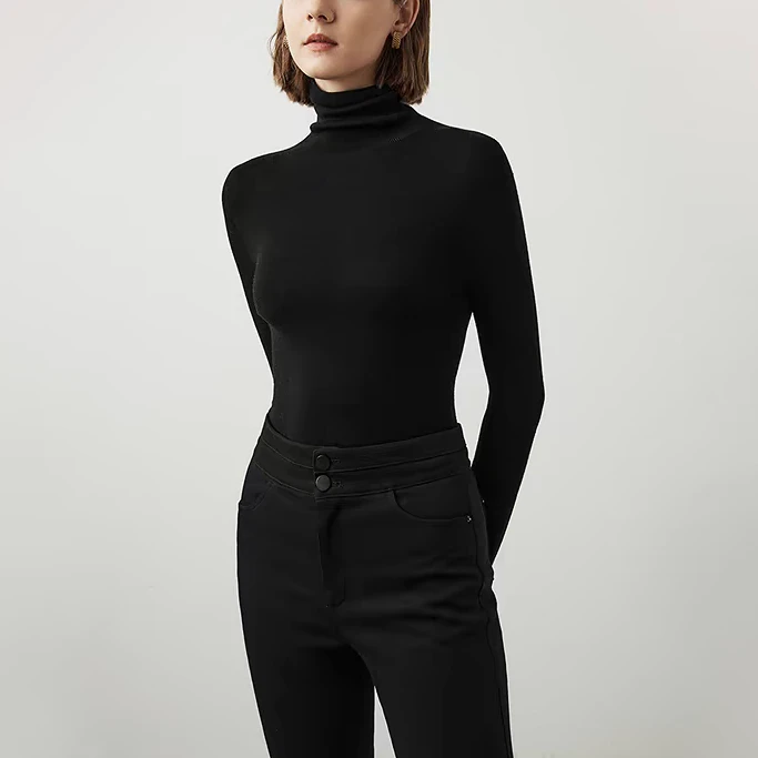 WEIMO【扬子纱系列堆堆领】春秋薄款两翻领堆堆领纯色百搭精纺羊毛