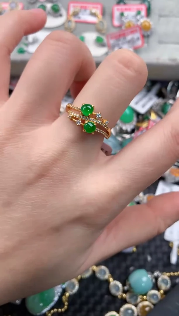 银S925镶嵌戒指翡翠1010---6