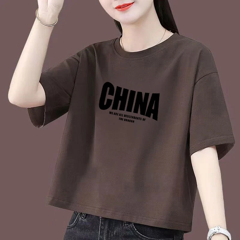 2025纯棉短款夏天高腰短袖T恤女时尚小个子显瘦洋气上衣潮流ins