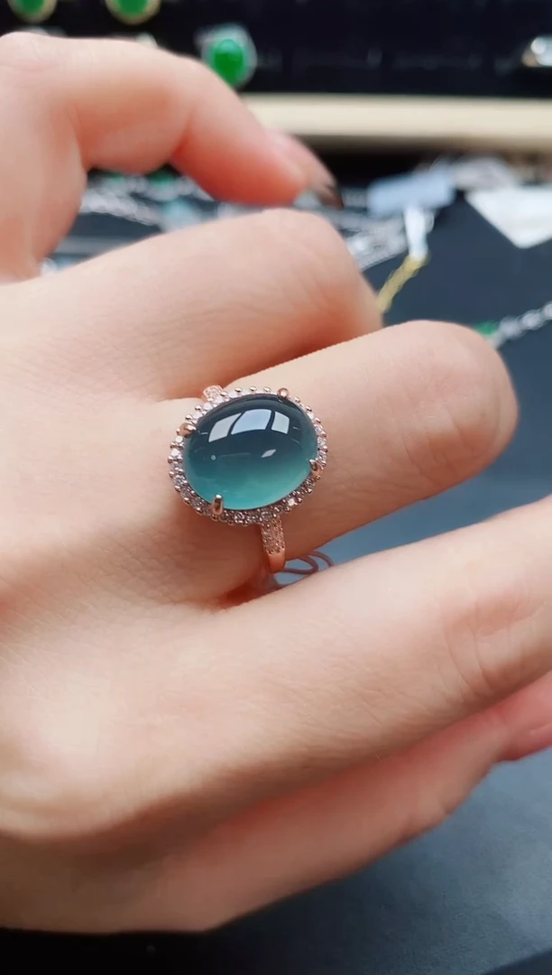 翡翠戒指银S925镶嵌50805