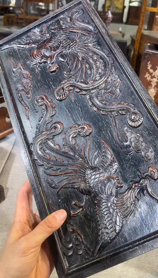木紫檀双凤凰雕刻板