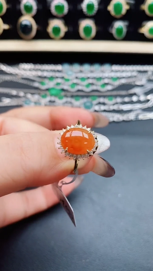 翡翠戒指银S925镶嵌58500