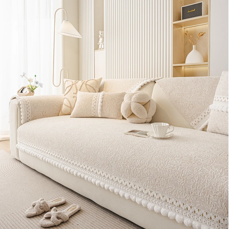 防滑沙发垫四季通用2025新款雪尼尔高级大气轻奢防猫抓坐垫套罩