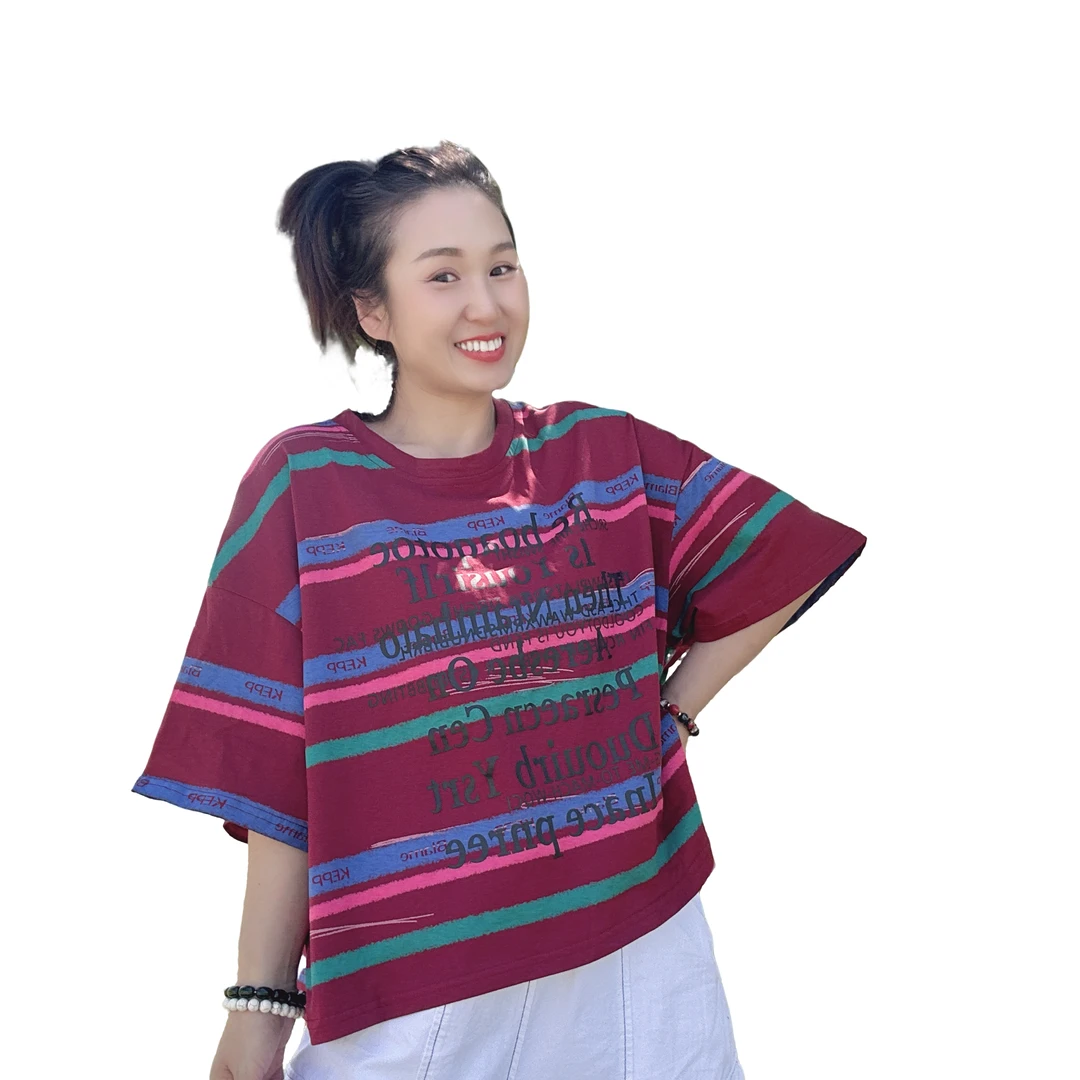 25965薇拉欧货夏季新款百搭显瘦圆领条纹气质T恤