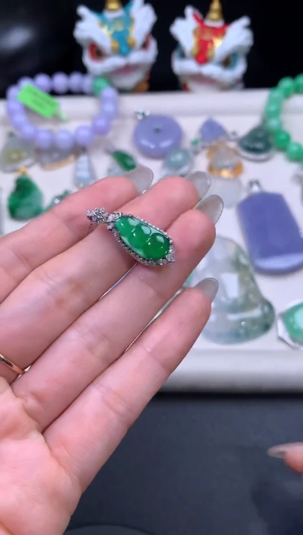 吊坠(不含链)银S925镶嵌翡翠翡翠