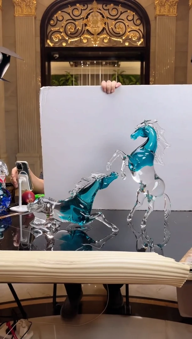 琉璃手工艺品AJ06192卧姿+AJ06193跃姿马