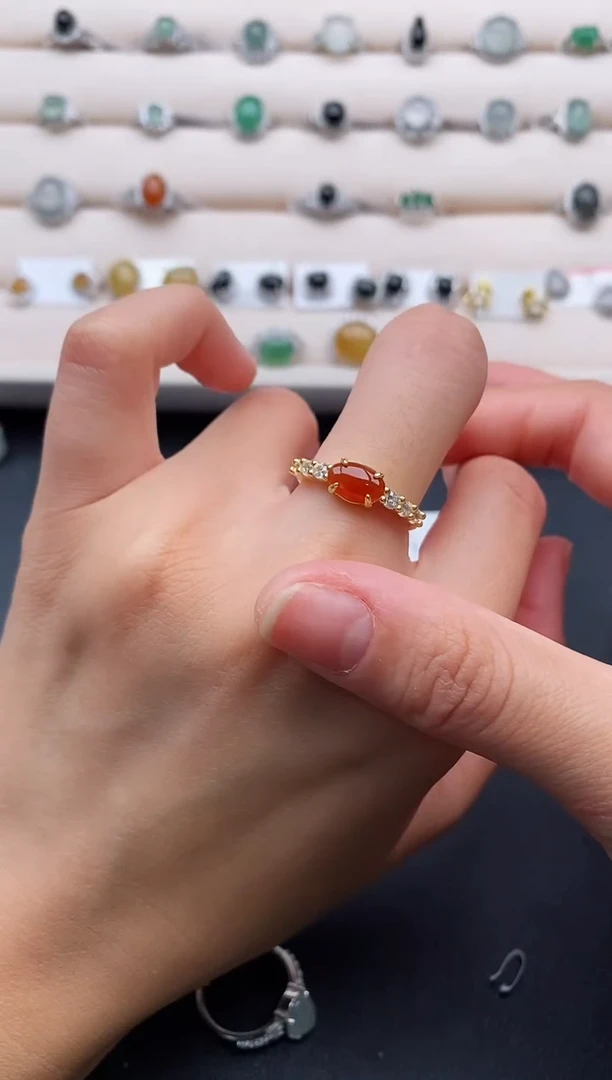 银S925镶嵌戒指翡翠222222+3