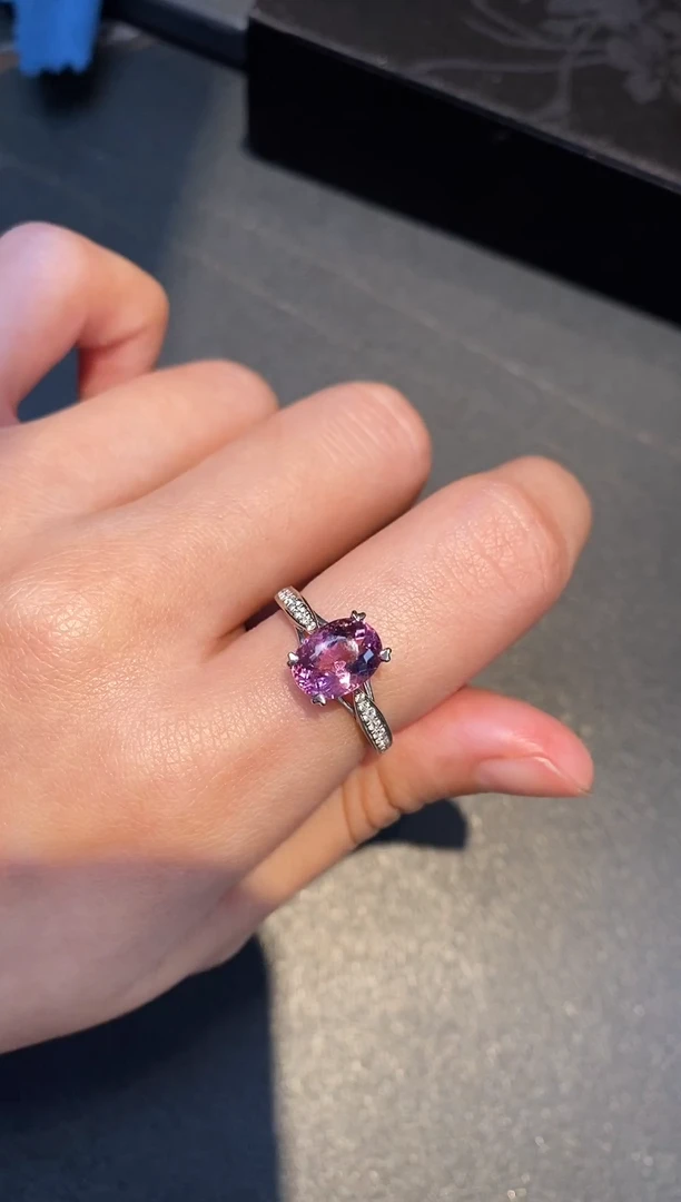 【闪购商品】紫色碧玺戒指18K金镶嵌  霓虹粉紫