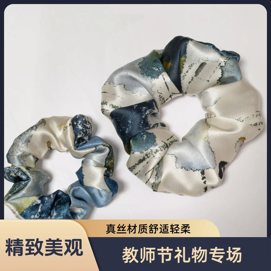 气质【100%桑蚕丝】莫奈发饰精致真丝发圈头饰头绳缎面19姆米发绳