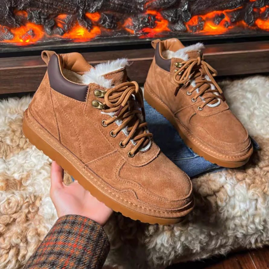 3折断码清仓冬季真皮雪地靴加绒加厚懒人保暖防水东北大棉鞋防滑