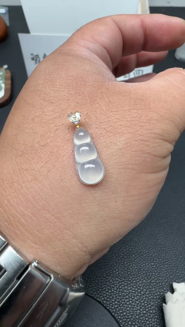 颈饰18K金镶嵌翡翠（53号）纯天然A货缅甸翡翠 吊坠锁骨吊坠