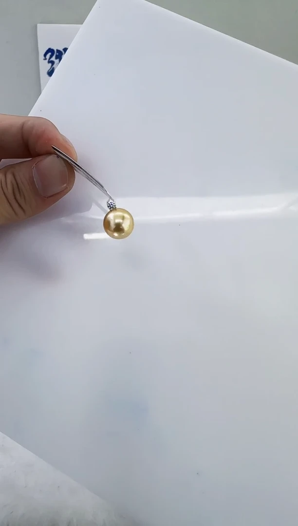 18K金镶嵌海水珍珠DA海水金珠吊坠10-11 ss316