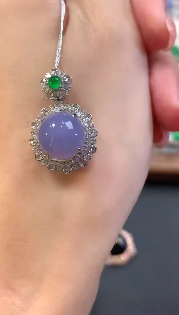 吊坠(不含链)18K金镶嵌翡翠a150紫货有色差