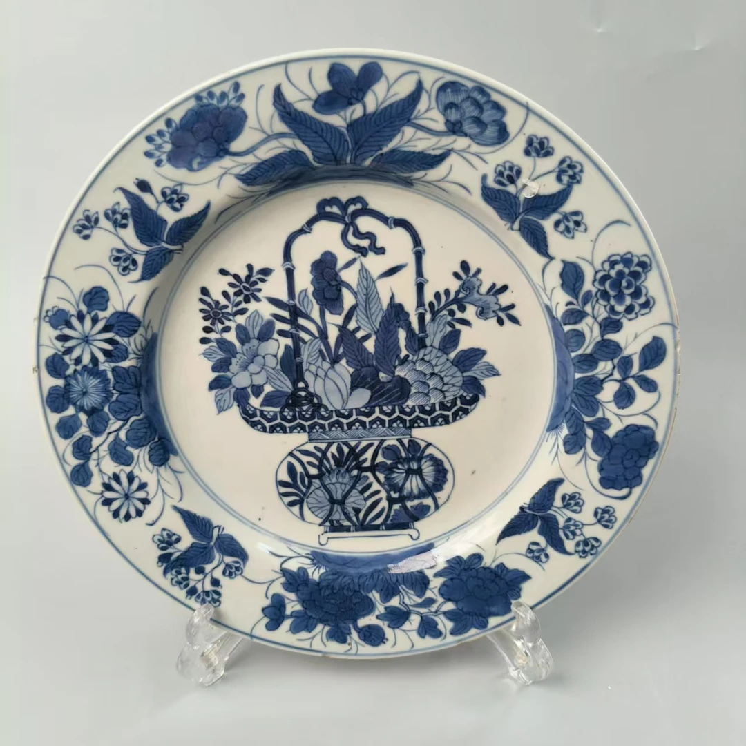 康 青花提篮花卉赏盘6070030-口径26 高度3
