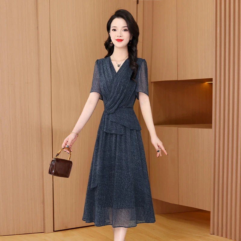 拉夏贝尔轻奢小众高级感女装连衣裙子2025夏季名媛气质奢华职业装