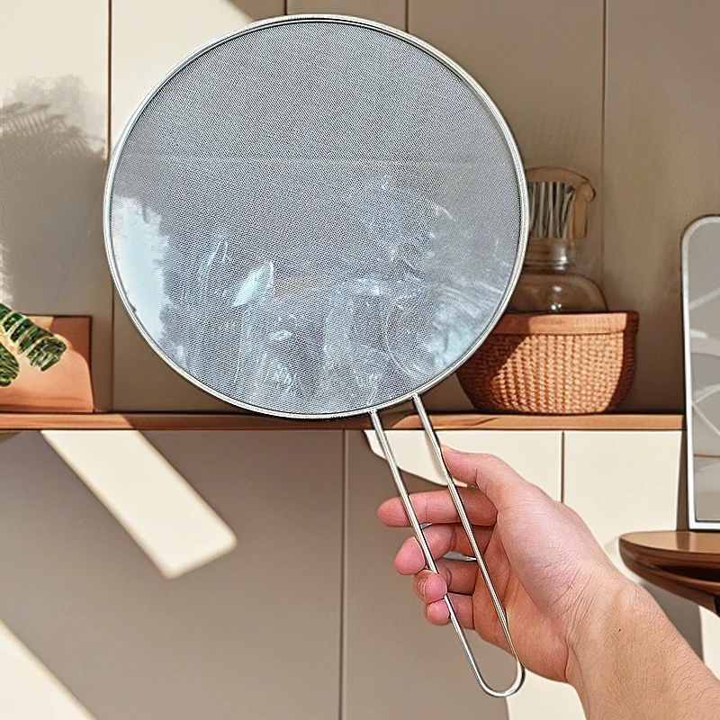 不锈钢防油溅神器锅盖圆形厨房带手柄防油爆网漏防溅网油隔