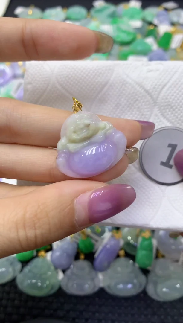 颈饰18K金镶嵌翡翠天然缅甸翡翠A货