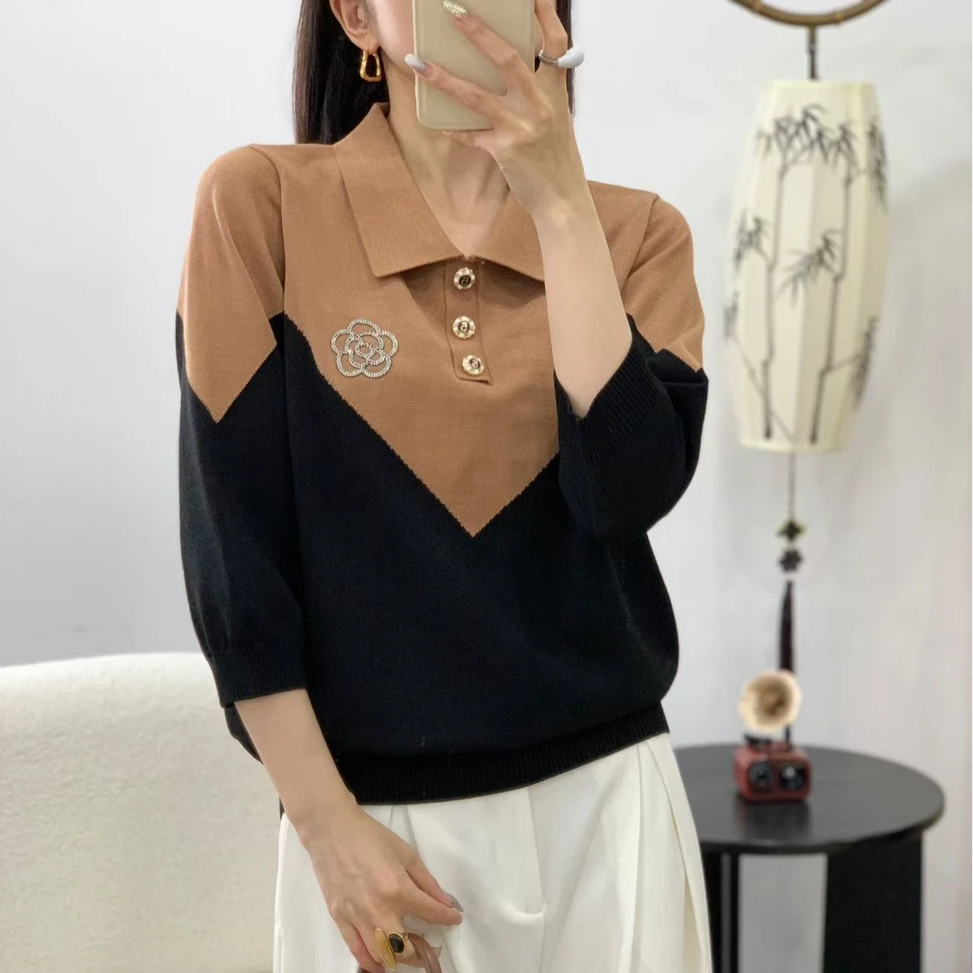 88023休闲polo领超显瘦撞色