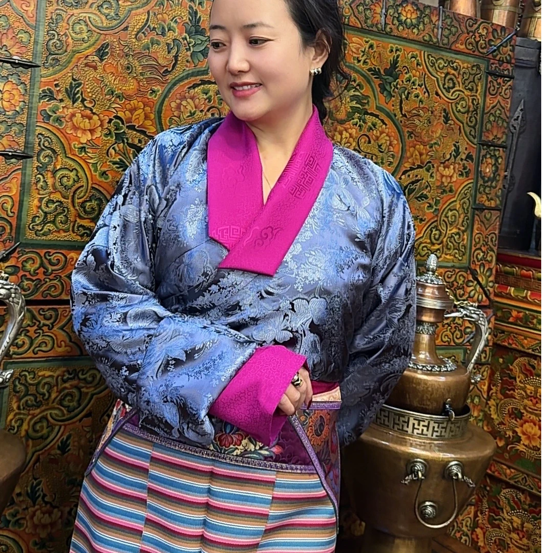 史镜传统藏式新款缎面藏服