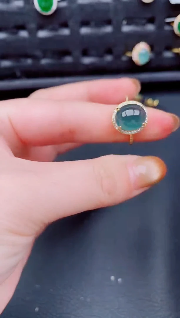 【闪购商品】翡翠戒指银S925镶嵌天然a货翡翠949