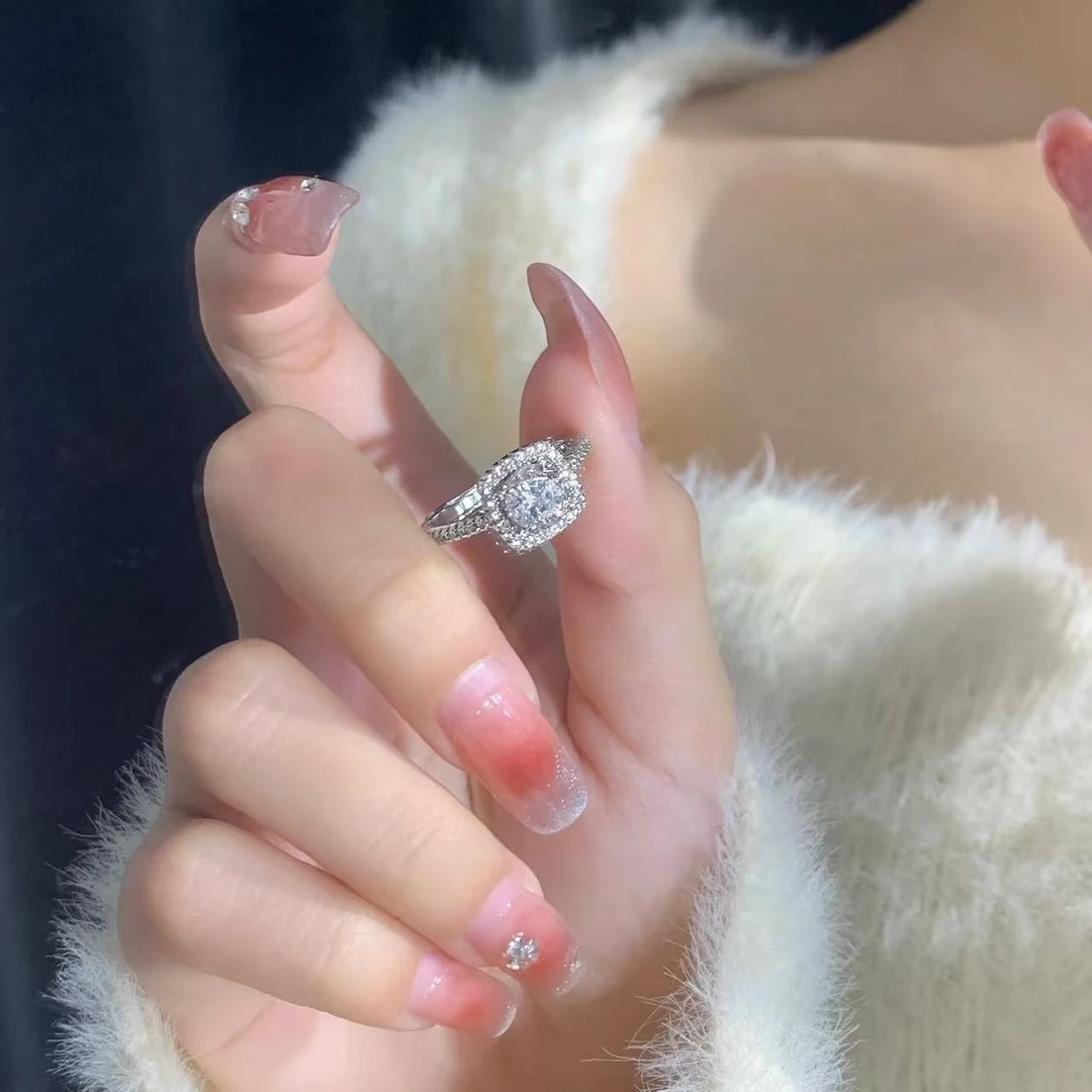 【NFMY】微镶公主方包0.5ct女戒闭口