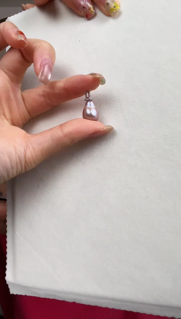 吊坠(赠链)银S925镶嵌淡水珍珠银款淡水珍珠巴洛克吊坠