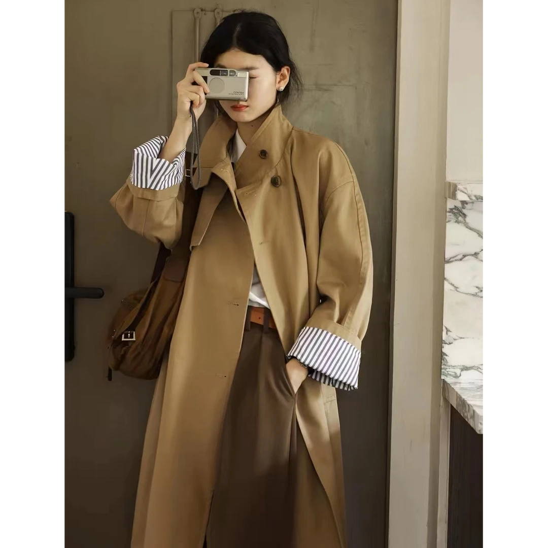 【蜜爷家】细条纹风衣外套2665#