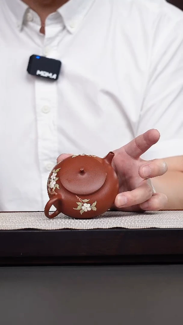 茶壶紫砂朱泥全手泥绘南瓜