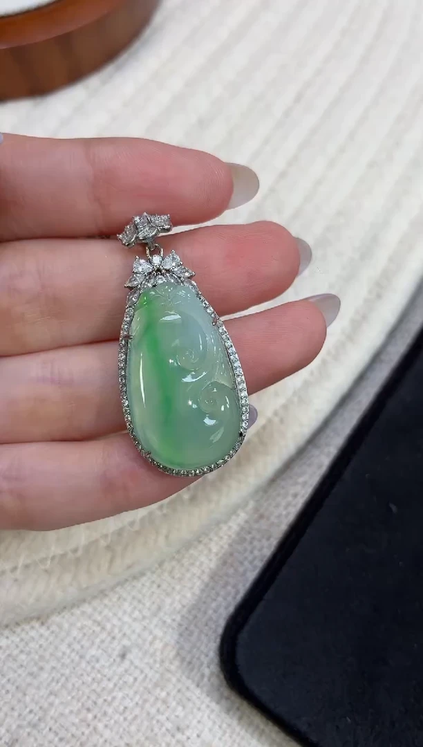 吊坠(不含链)银S925镶嵌翡翠【挽石珠宝】如意