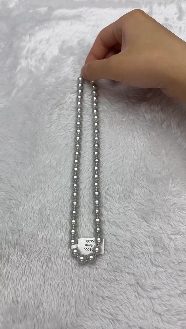 海水珍珠银S925镶嵌项链AK真多麻8-8.5mm