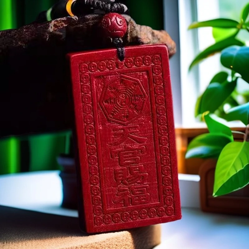 天然辰砂高含量朱砂紫气东来平安无事牌男款本命年守护牌