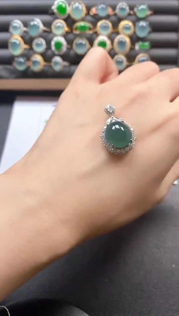 银S925镶嵌戒指翡翠15511