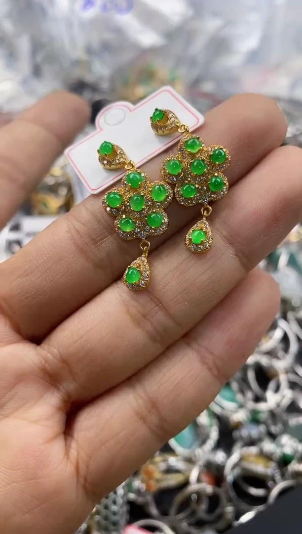 银S925镶嵌戒指翡翠777---7