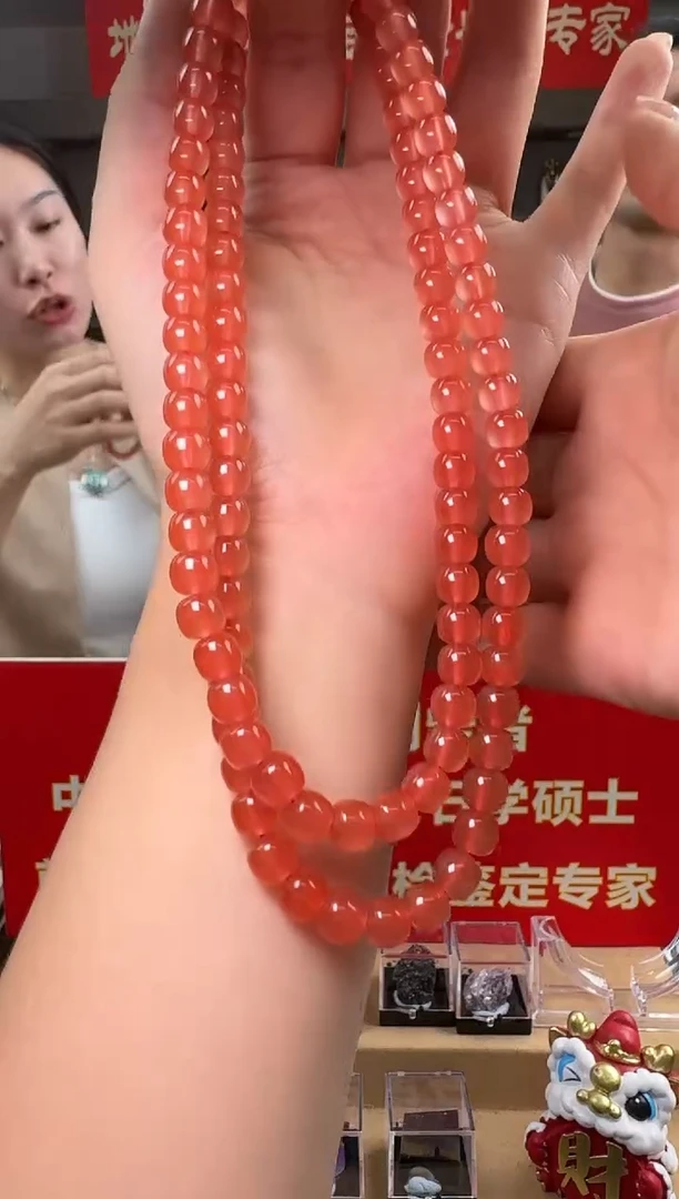 项链未镶嵌南红玛瑙保山冰红南红玛瑙老型珠长链7-7.5mm