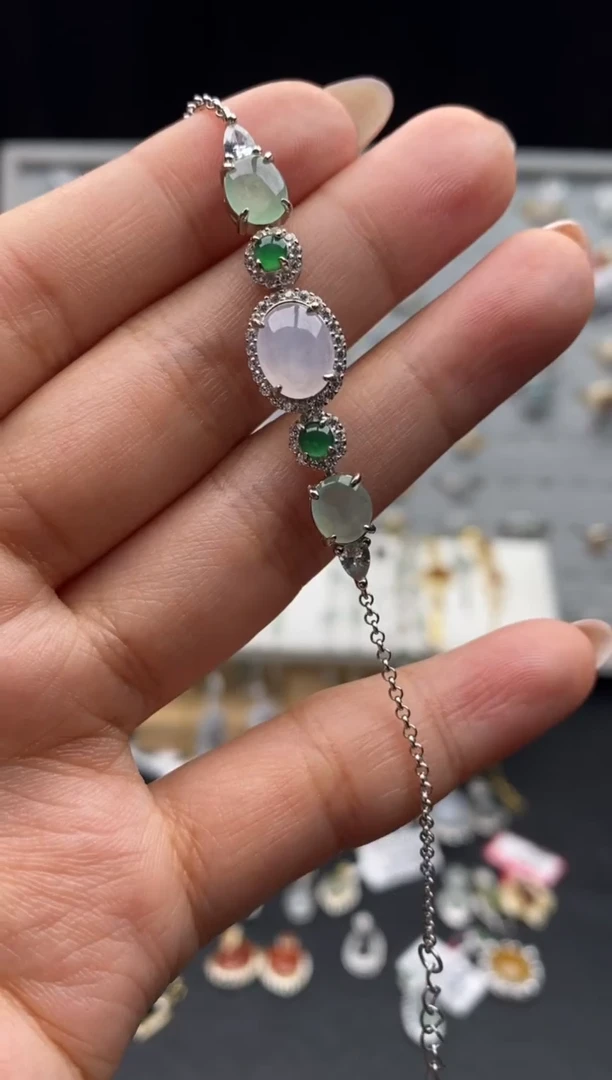 银S925镶嵌戒指翡翠天然A货翡翠