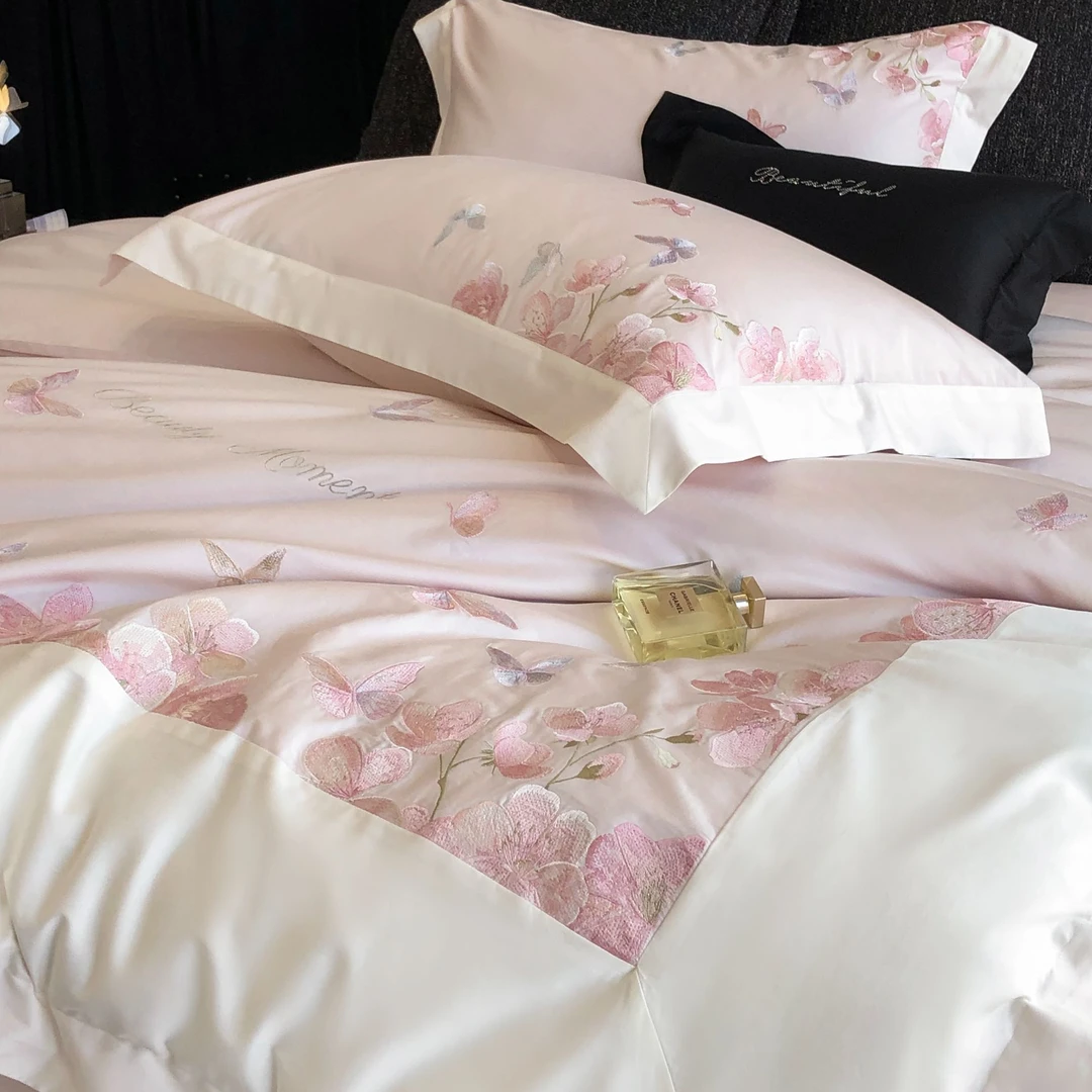 吴小胖‘优选之选【House Beautiful蝴蝶花语】长绒棉轻奢绣花四件套