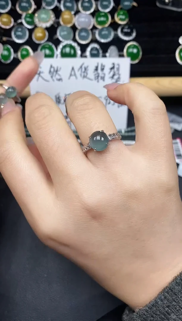 银S925镶嵌戒指翡翠23738