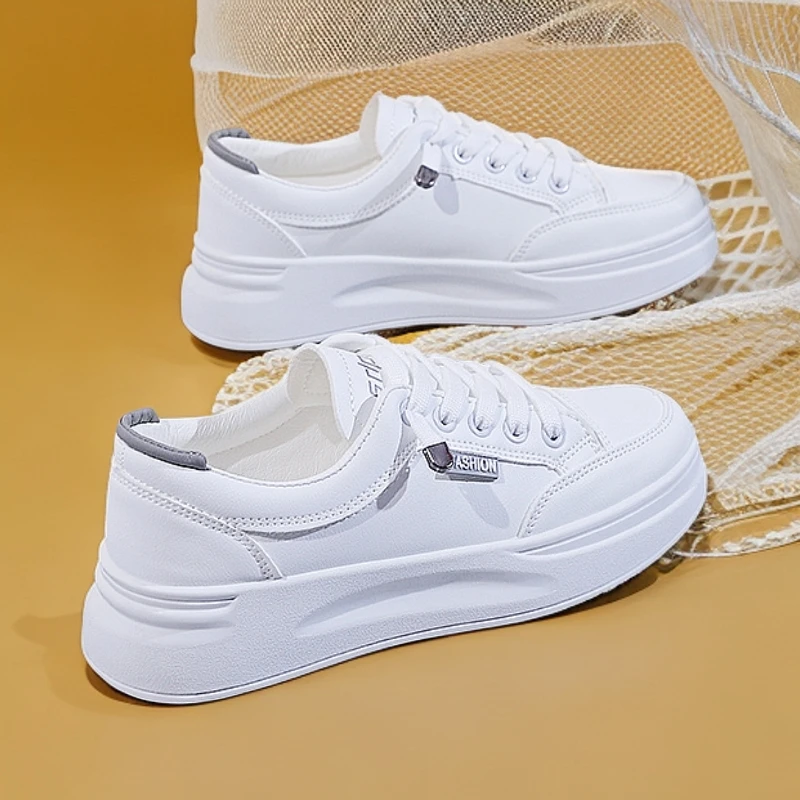 高级感皮网可选】2025新款春夏季网面女鞋厚底小白鞋一脚蹬休闲软