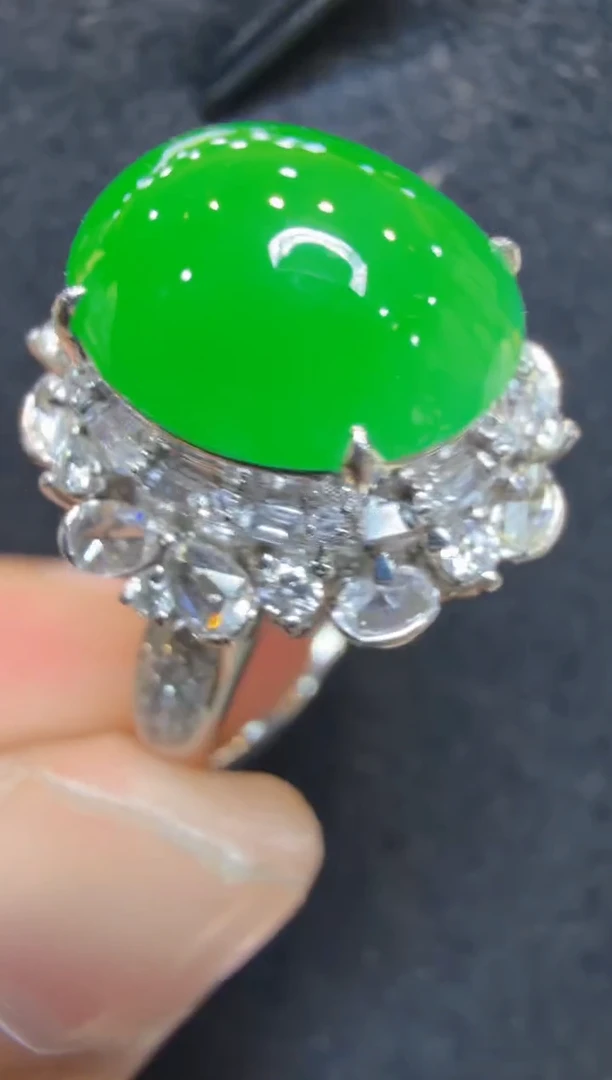 18K金镶嵌戒指翡翠多样性团购发一件