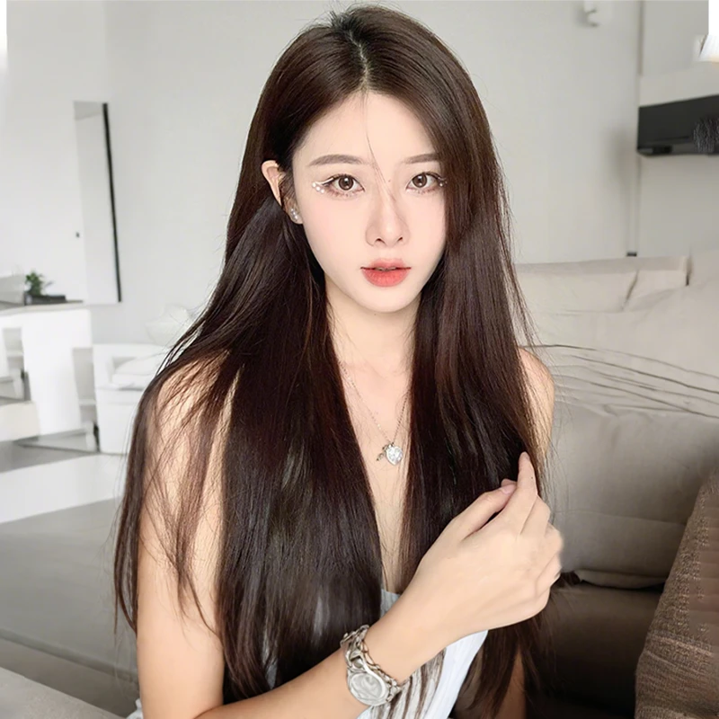 gege【7A女神款长直发】真人发丝真发全头套直发轻薄红运假发长发