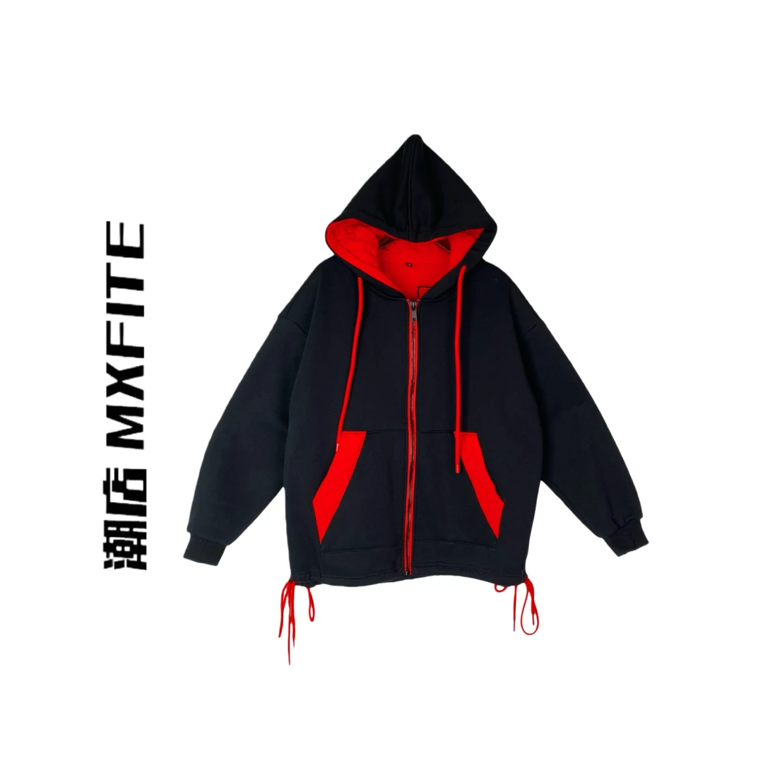 MXFITE潮店秋冬新款城市运动风撞色贴布绣连帽外套（RDR7306）