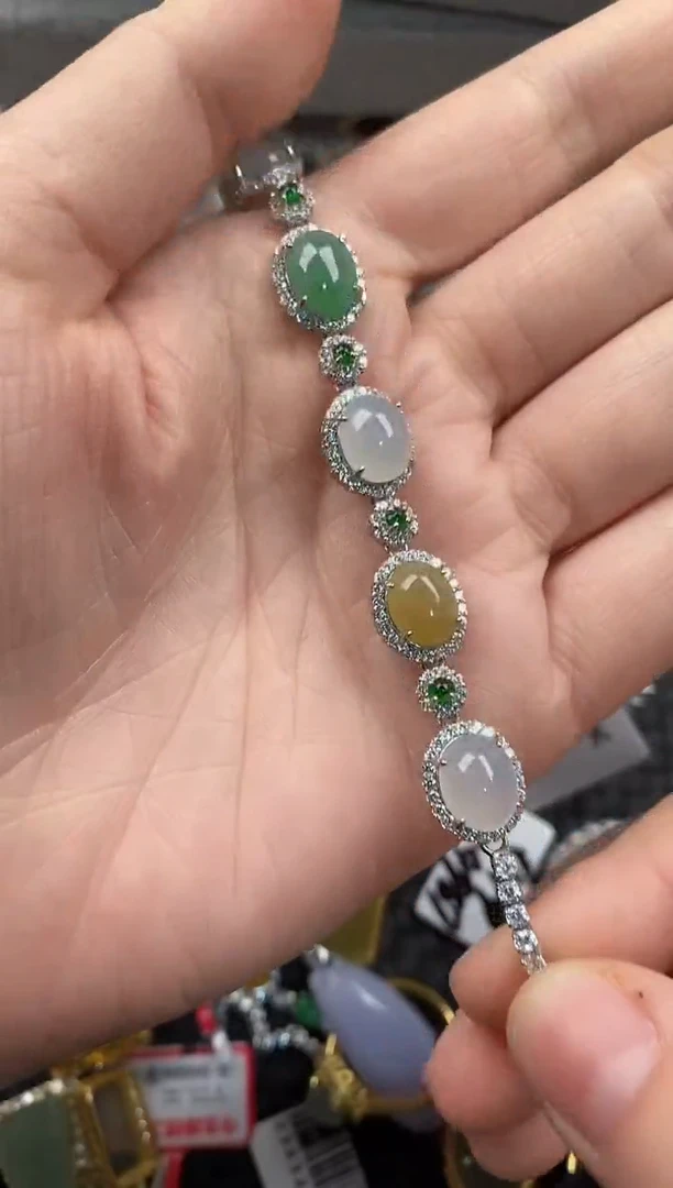 银S925镶嵌戒指翡翠666              1