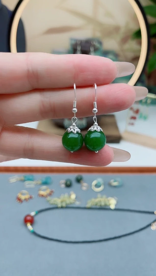 玛瑙/玉髓耳饰银S925镶嵌8895