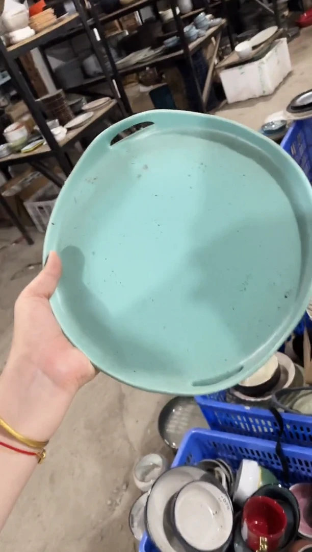 瓷微瑕（1个装）湖蓝双耳盘